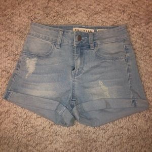 Light wash denim shorts